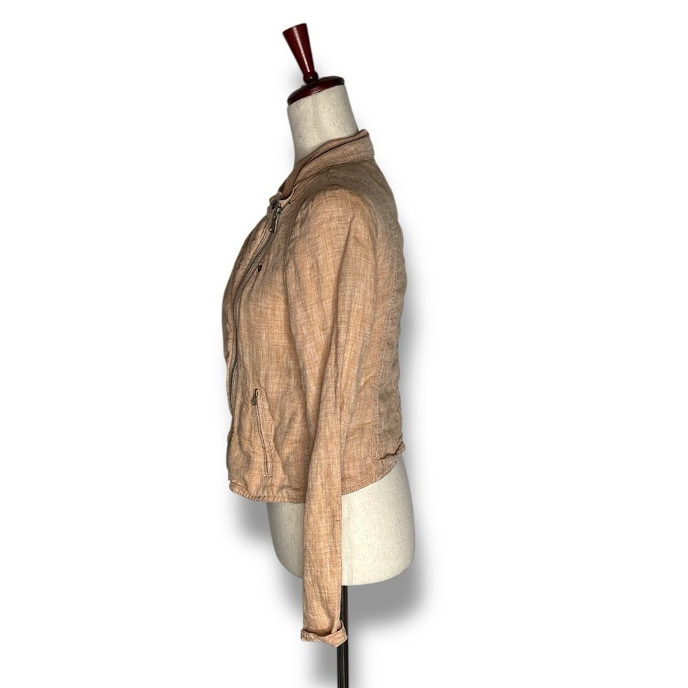 Lou & Gray Orange Linen Asymmetrical Zip Moto Jacket Size xS - Picture 2 of 6